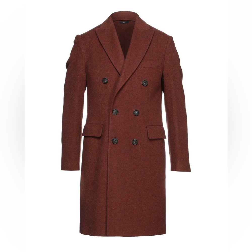 Hevo Rust Brown Wool double breasted Coat Jacket 56 46 XXL  Made In Italy